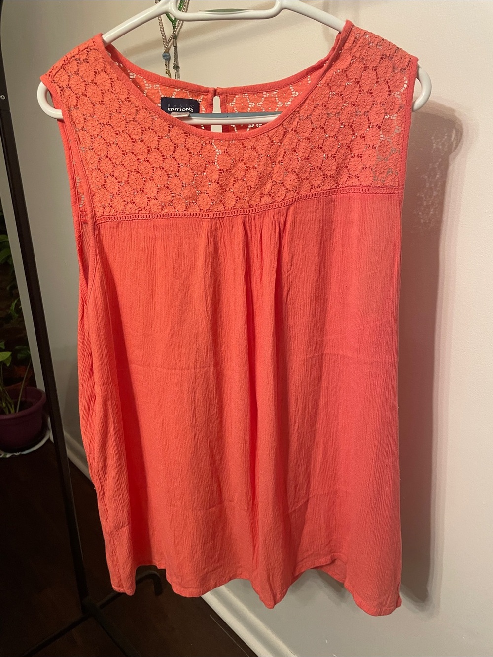Eddie Bauer Coral Lace Yoke Sleeveless Camisole